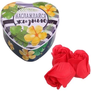  Мыльные розочки в шкатулке-сердце Наслаждайся жизнью 3 шт 