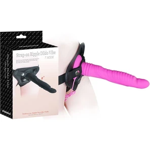  Розовый страпон 8 inch Strap-on Ripple Dildo Vibe 21 см 