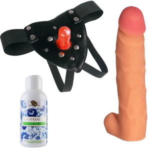 Трусики Harness с реалистичной насадкой-фаллосом с мошонкой №76 17 см 