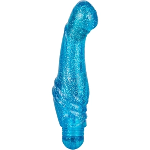  Голубой вибратор с блёстками G Glitz 17,5 см 