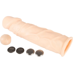  Телесная удлиняющая насадка с вибрацией Silicone Extension Vibrating 19 см 