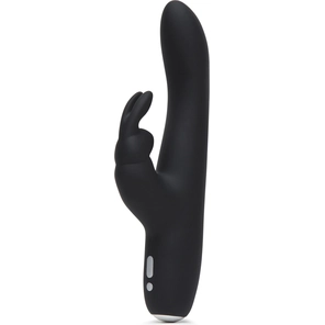  Черный вибратор с клиторальным отростком Greedy Girl Slimline Rabbit Vibrator 22,8 см 