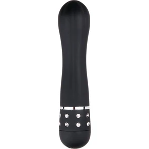  Черный мини-вибратор Diamond Vibrator со стразами 11,4 см 
