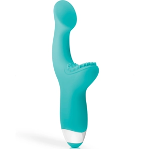  Зеленый вибратор для G-стимуляции с клиторальной щеточкой Yuki G-Spot Vibrator 19 см 