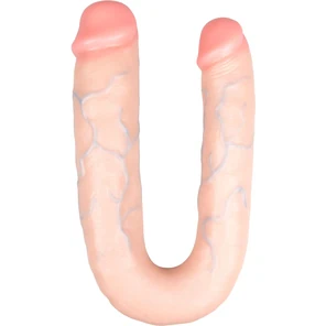  Телесный U-образный фаллоимитатор Easytoys Double Dong 22 см 