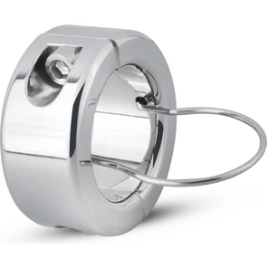  Серебристый утяжелитель для мошонки и пениса Sinner Metal Cock And Ball Lock Medium 