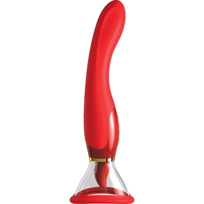  Красный двухсторонний вибростимулятор Ultimate Pleasure 24K Gold Luxury Edition 25 см 