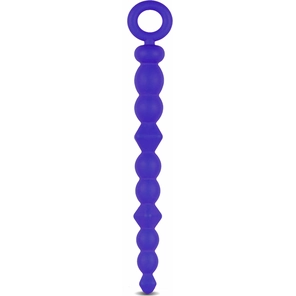  Синяя силиконовая анальная цепочка SILICONE BEADS INDIGO 24,6 см 