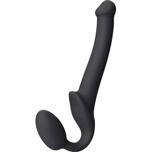  Черный безремневой страпон Silicone Bendable Strap-On size S 