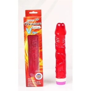  Красный вибратор Pleasure Fantasy с богатым рельефом 22,5 см 