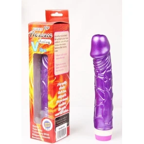  Фиолетовый вибратор Pleasure Fantasy с богатым рельефом 22,5 см 
