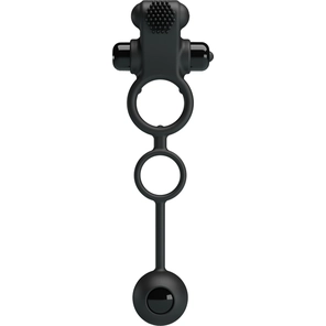  Черное эрекционное виброкольцо Vibrating Penis Sleeve IV 