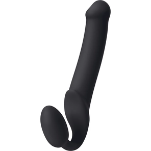 Черный безремневой страпон Silicone Bendable Strap-On XL 