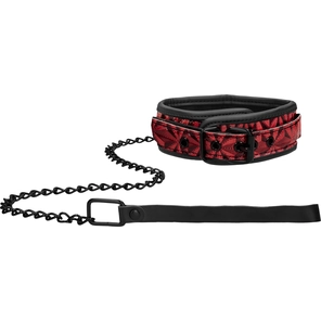  Черный широкий ошейник с поводком Luxury Collar with Leash 