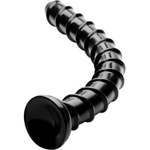  Черный анальный стимулятор-гигант Hosed Ribbed Anal Snake Dildo 50,8 см 