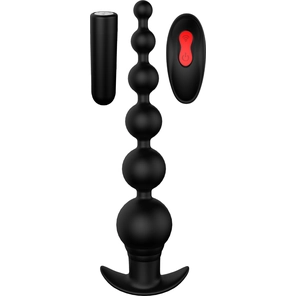  Черный анальный вибромассажер Remote Graduating Beads 20,7 см 