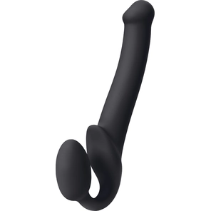  Черный безремневой страпон Silicone Bendable Strap-On size M 
