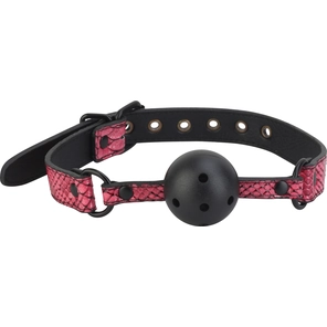  Черно-розовый кляп-шарик с отверстиями BALL GAG 