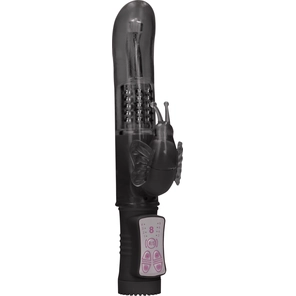  Черный вибратор-кролик Rotating Butterfly 22,8 см 