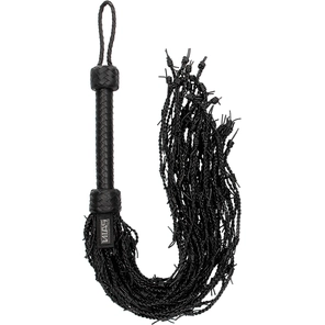  Черная многохвостая плетеная плеть Leather Barbed Wire Flogger 77 см 