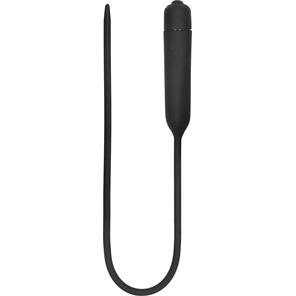  Черный гладкий стимулятор уретры с вибрацией Silicone Vibrating Bullet Plug Extra Long 