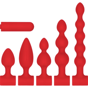  Красный анальный вибронабор USB-Rechargeable Anal Set 