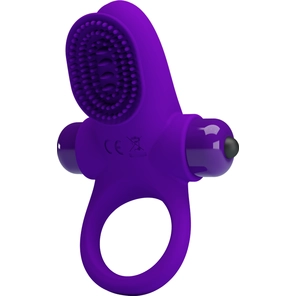  Фиолетовое эрекционное виброкольцо в клиторальной щеточкой Vibrant Penis Ring II 