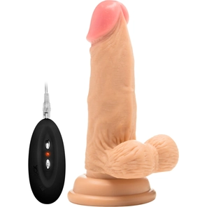  Телесный вибратор-реалистик Vibrating Realistic Cock 6 With Scrotum 15 см 
