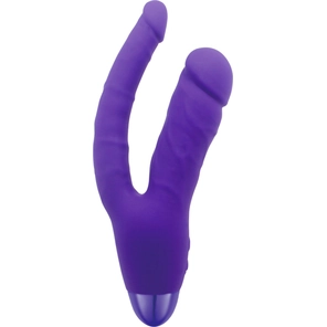  Фиолетовый двойной вибратор INDULGENCE Rechargeable Insatiable Desire 21 см 