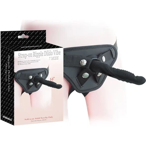  Черный вибрострапон 5.5 inch Strap-on Ripple Dildo Vibe 13,8 см 
