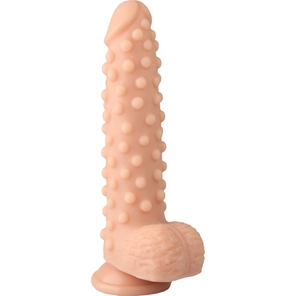  Телесный реалистичный фаллоимитатор с пупырышками 23,5 см 