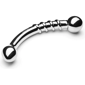  Серебристый изогнутый фаллоимитатор со спиралью Bow 17,8 см 