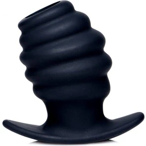  Малая черная анальная пробка Hive Ass Tunnel Silicone Ribbed Hollow Anal Plug Small 6,86 см 