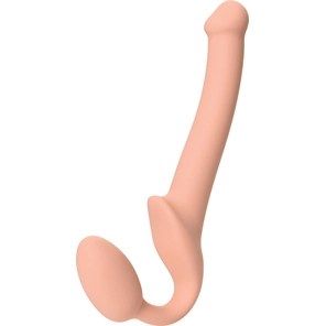  Телесный безремневой страпон Silicone Bendable Strap-On size S 