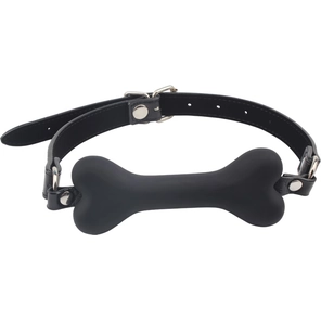  Черный силиконовый кляп-косточка Doggie Bone Bit Gag 
