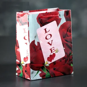  Подарочный пакет Love с розами 15 х 12 см 