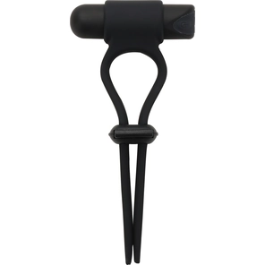  Черное вибролассо на пенис ADJUSTABLE COCKRING 