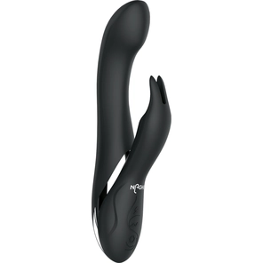  Черный вибратор-кролик NAGHI NO.33 RECHARGEABLE DUO VIBRATOR 23 см 