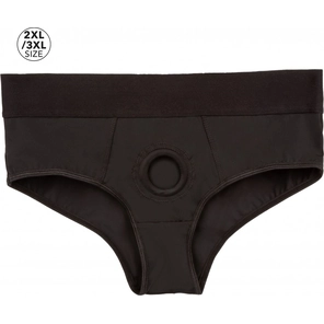  Черные трусы для страпона BACKLESS BRIEF HARNESS 2XL/3XL 