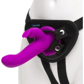  Лиловый страпон Rechargeable Vibrating Strap-On Harness Set 17,6 см 