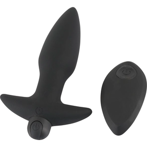  Черная анальная вибропробка с пультом ДУ Remote controlled Butt Plug 13 см 