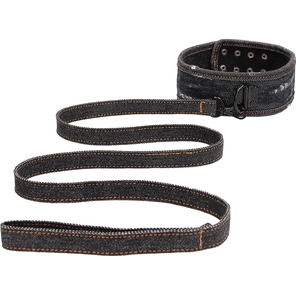  Черный джинсовый ошейник With Leash Roughend Denim Style 