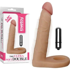  Телесная вибронасадка для двойного проникновения The Ultra Soft Double-Vibrating 15,8 см 