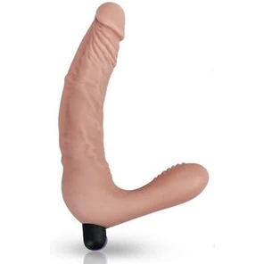  Телесный безремневой вибрострапон Rechargeable IJOY Real Strapless Strap on 21 см 