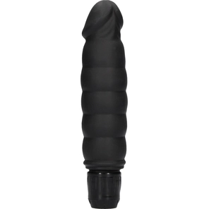  Черный вибромассажер Ribbed Multispeed Vibrator 17 см 