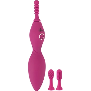 Ярко-розовый клиторальный вибратор с 3 насадками Spot Vibrator with 3 Tips 17,9 см 