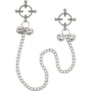  Металлические зажимы для сосков на цепочке Nipple Grips 4-Point Nipple Press with Bells 