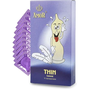  Супертонкие презервативы AMOR Thin Яркая линия 10 шт 