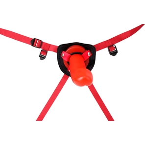  Красный страпон Thumper Strap-on на ремешках 18 см 