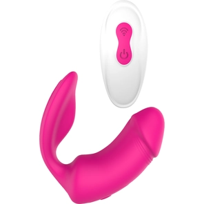  Ярко-розовый вибратор с клиторальной стимуляцией Remote Duo Pleaser 
